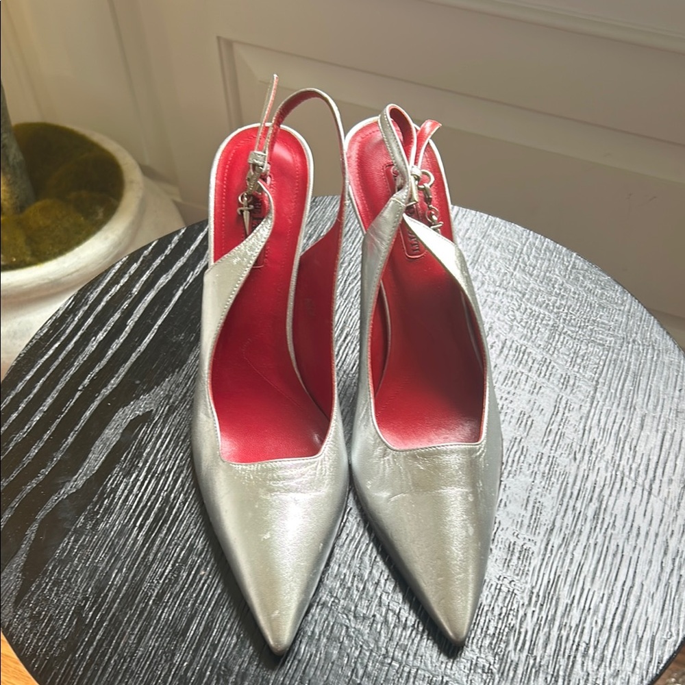 Cesare Paciotti Silver Slingback Heels